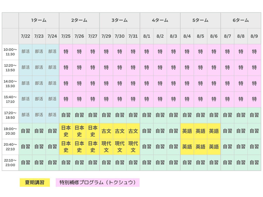 夏期講習を実際に受講した生徒の成果例
