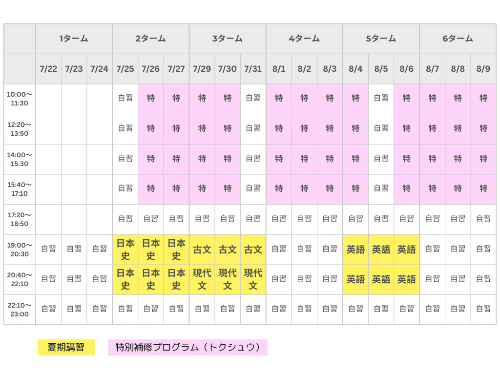 夏期講習を実際に受講した生徒の成果例
